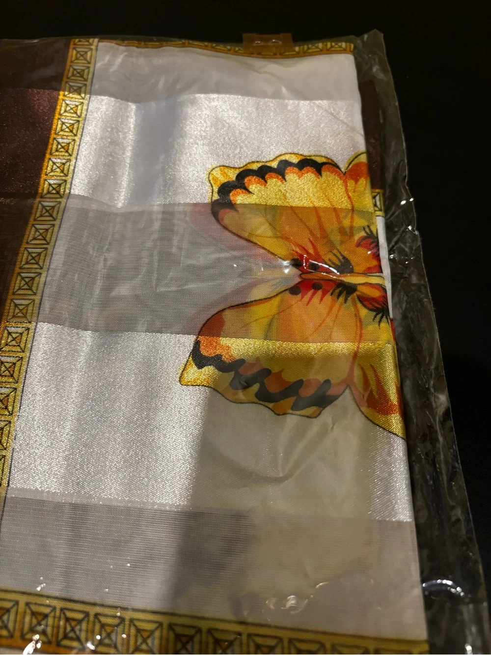 Butterfly Accent scarf - Brown and Yellow